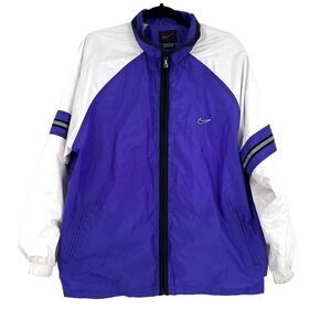 Vintage‎ Unisex Nike nylon windbreaker purple & white lined XL black label
